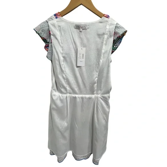 Joy Joy Medallion Print Ruffle Sleeve Dress Pockets NWT Size M Boho - Picture 4 of 9